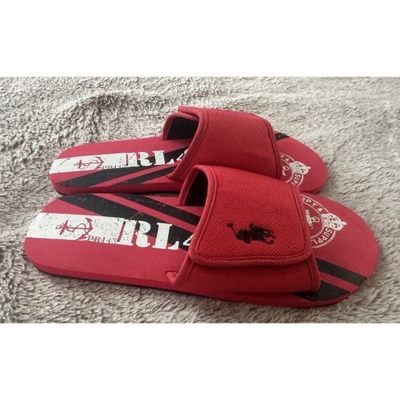 Polo Ralph Lauren Adjustable Catamaran Slide Size 6 Junior Red Sandal - Picture 3 of 14